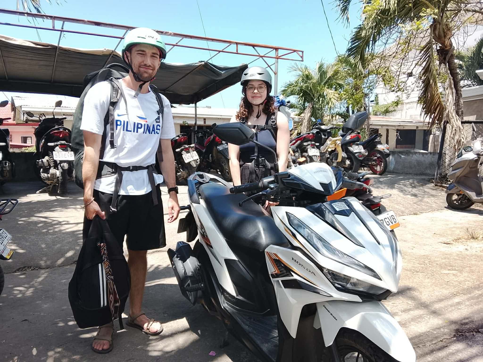 Happy Tourist Couple with our Motorcycle